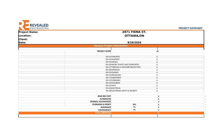 Preview of the Free GC Estimate Sheet document